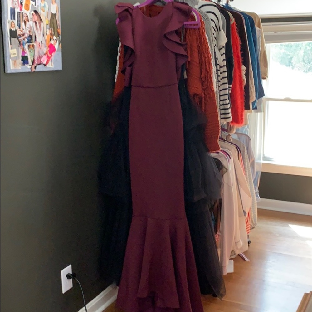 ASOS Purple Ruffle Sleeve Gown - Picture 2 of 6